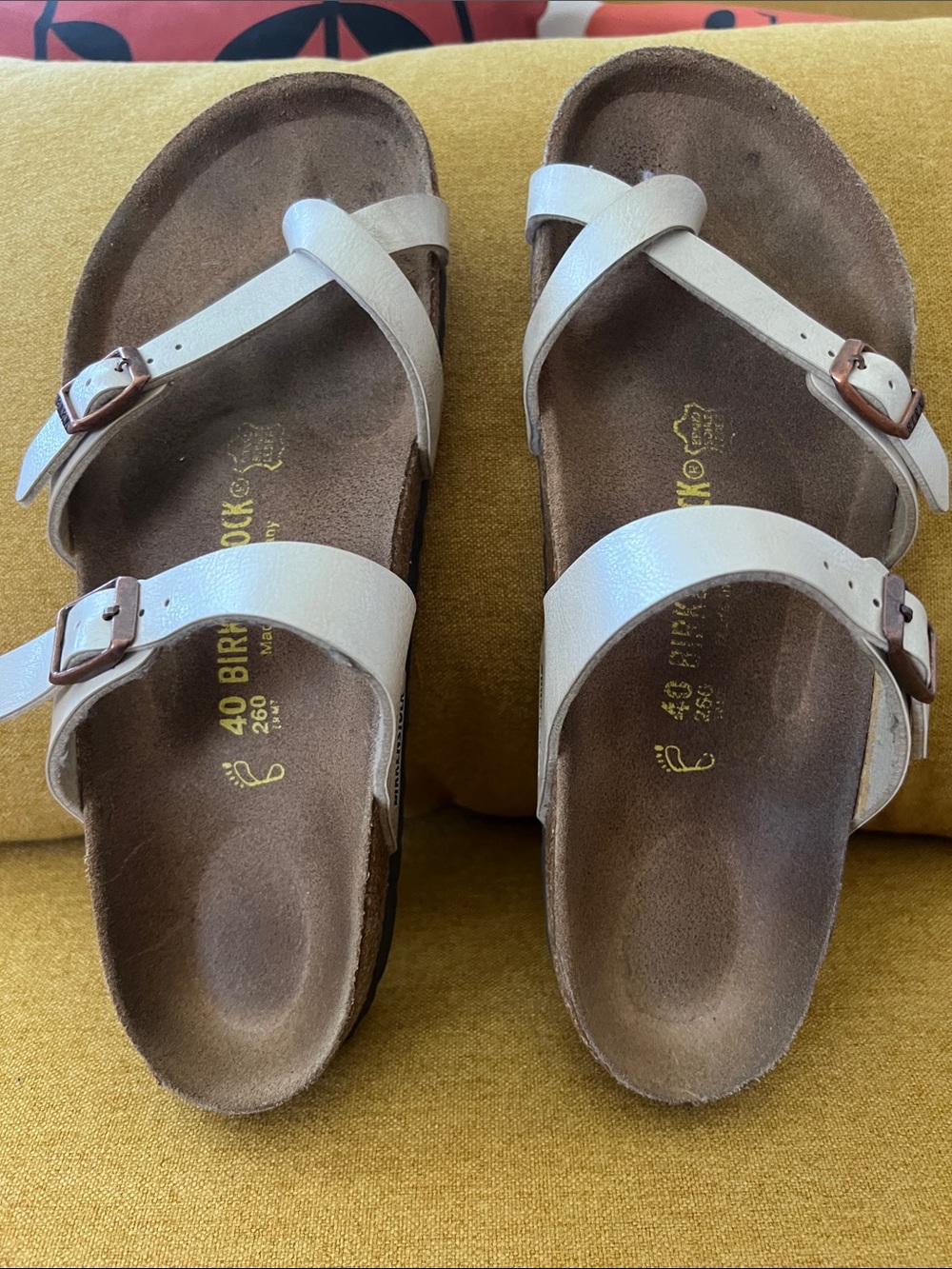 Birkenstock White Crisscross Two-Strap Sandals